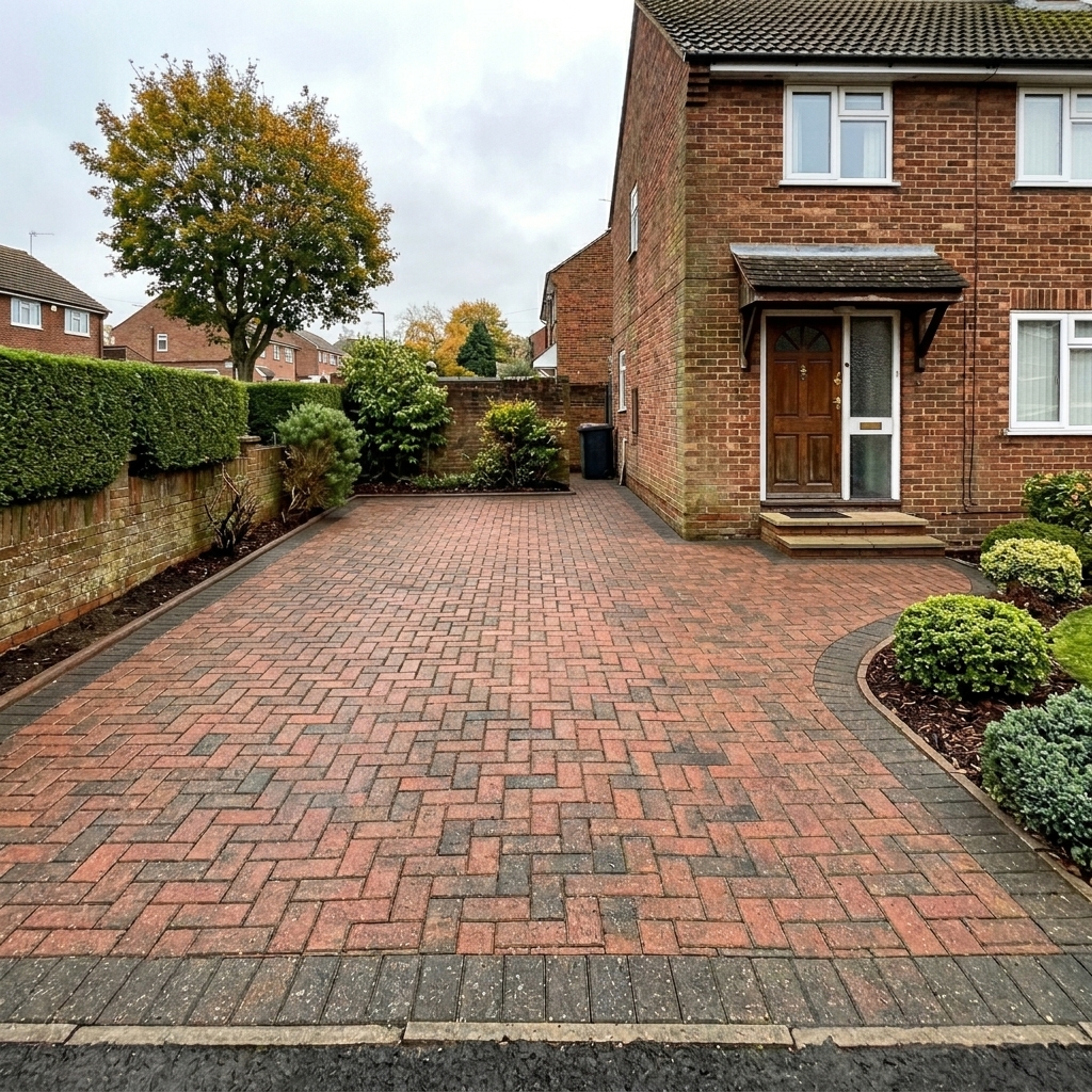 After: clean driveway after pressure washing